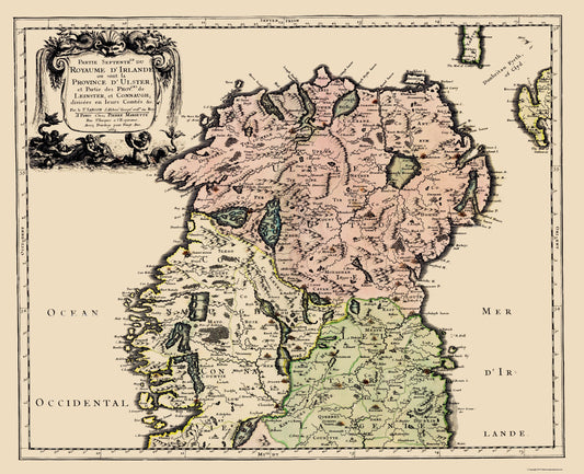 Historic Map - Northern Ireland - Mariette 1665 - 23 x 28.32 - Vintage Wall Art