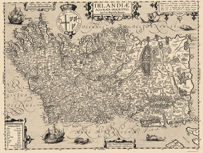 Historic Map - Ireland - Ortelius 1606 - 23 x 30.50 - Vintage Wall Art