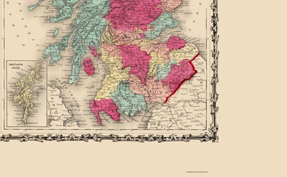 Historic Map - Ireland Scotland - Johnson 1860 - 23 x 37.38 - Vintage Wall Art