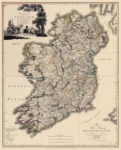 Historic Map - Kildare County Ireland - Beaufort 1882 - 23 x 29.69 - Vintage Wall Art