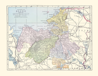 Historic Map - Sligo County Ireland - Bartholomew 1882 - 23 x 29.68 - Vintage Wall Art