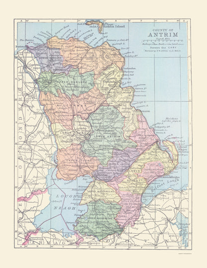 Historic Map - Antrim County Northern Ireland - Bartholomew 1882 - 23 x 29.88 - Vintage Wall Art