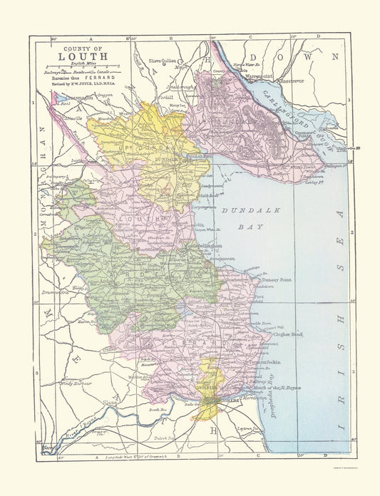 Historic Map - Louth County Ireland - Bartholomew 1882 - 23 x 30.05 - Vintage Wall Art