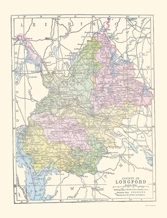 Historic Map - Longford County Ireland - Bartholomew 1882 - 23 x 30.00 - Vintage Wall Art