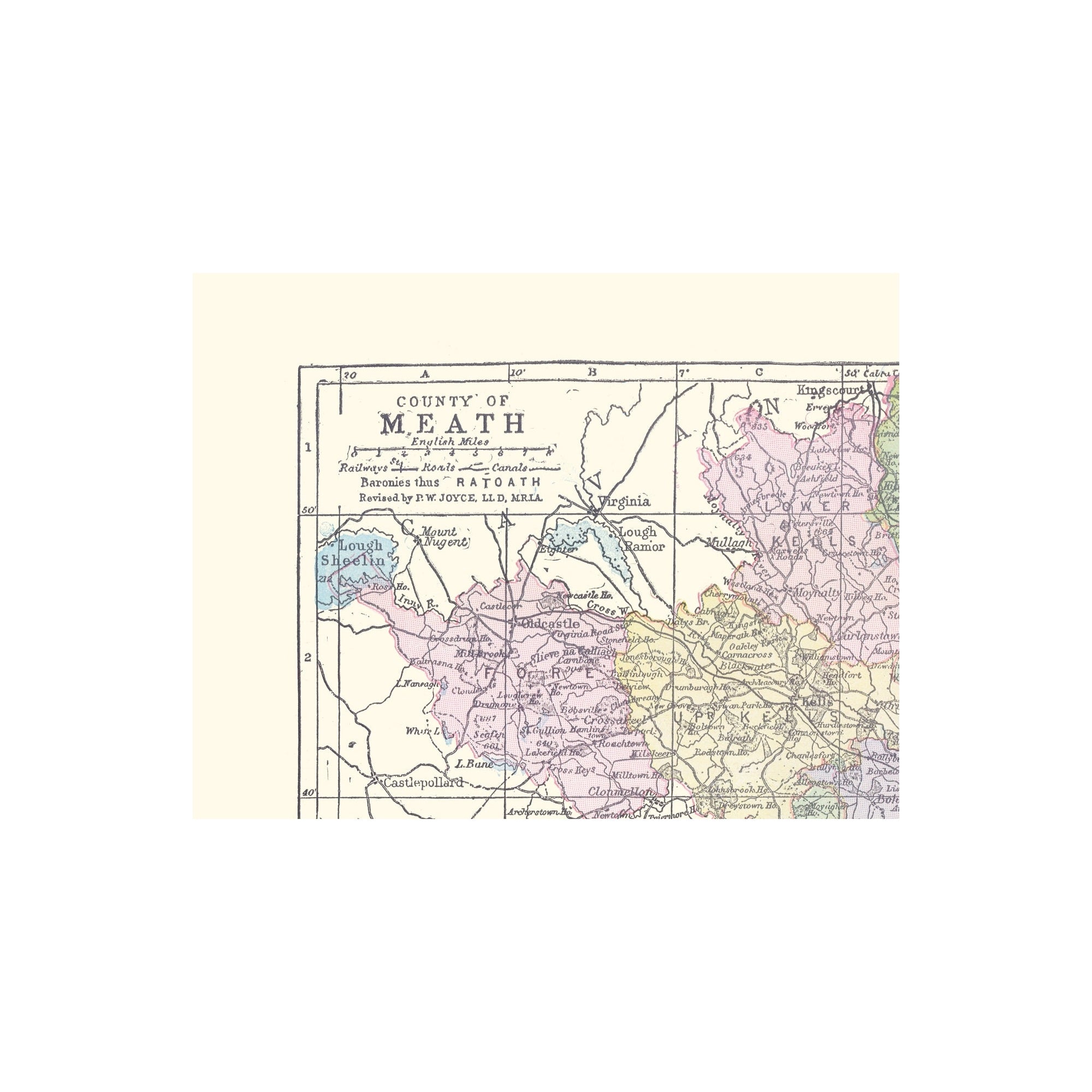 Historic Map Meath County Ireland Bartholomew 1882 23 X 29 76 ITIR0028 Cutout Tl 1589514348 