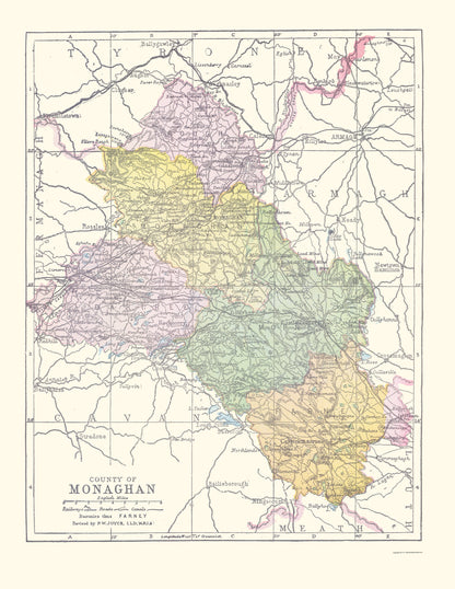 Historic Map - Monaghan County Ireland - Bartholomew 1882 - 23 x 29.73 - Vintage Wall Art