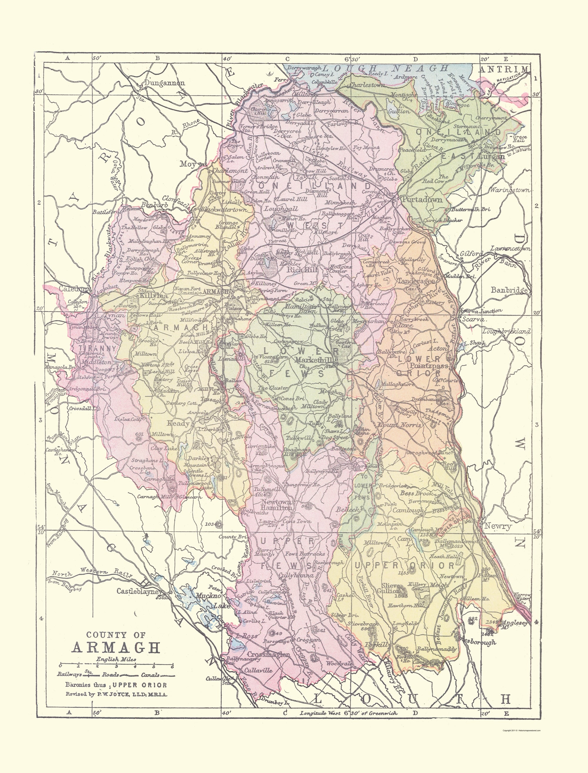 Historic Map Armagh County Northern Ireland Bartholomew 1882 23 historic-map-armagh-county-northern-ireland-bartholomew-1882-23