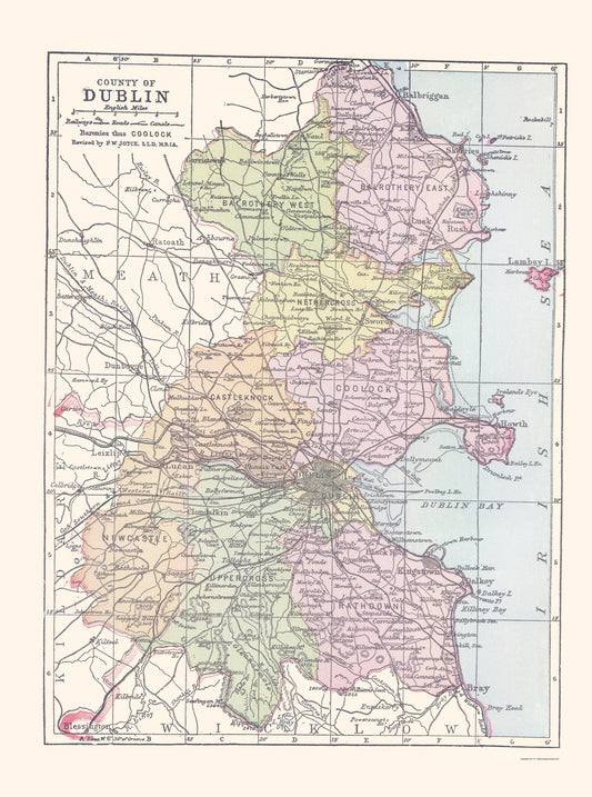 Historic Map - Dublin County Ireland - Bartholomew 1882 - 23 x 30.94 - Vintage Wall Art