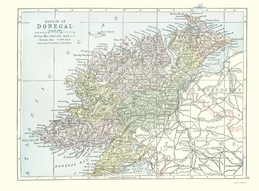 Historic Map - Donegal County Ireland - Bartholomew 1882 - 23 x 31.10 - Vintage Wall Art