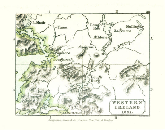 Historic Map - Ireland Western 1691 - Gardiner 1902 - 29.25 x 23 - Vintage Wall Art