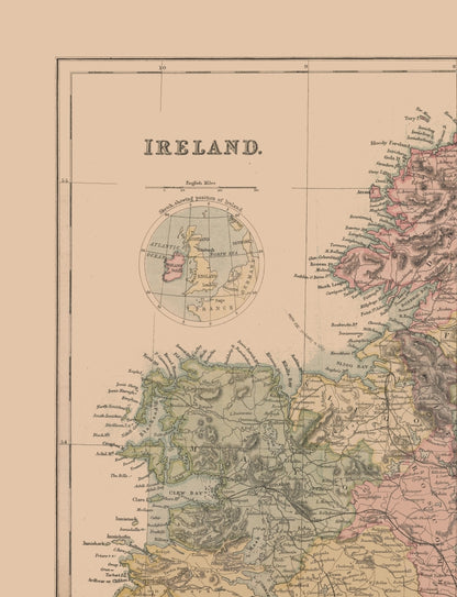 Historic Map - Ireland - Black 1867 - 23 x 30.02 - Vintage Wall Art