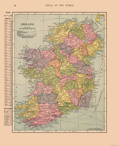 Historic Map - Ireland - Hammond 1910 - 23 x 28.19 - Vintage Wall Art