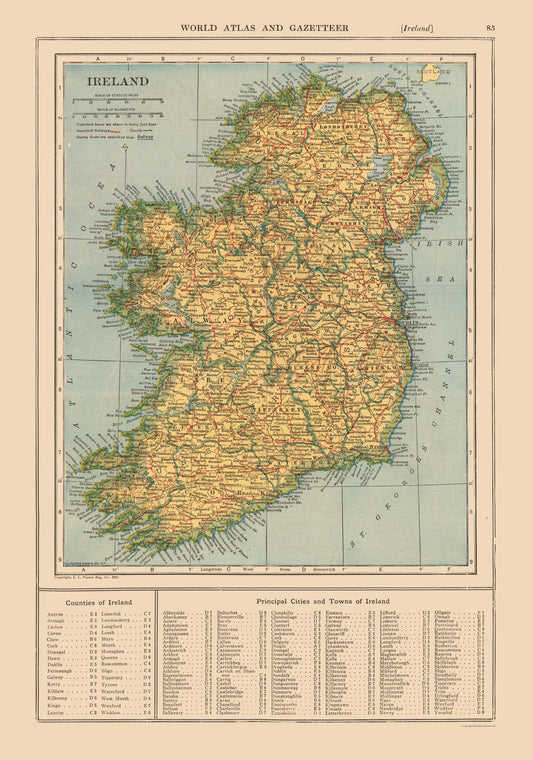 Historic Map - Ireland - Reynold 1921 - 23 x 32.79 - Vintage Wall Art