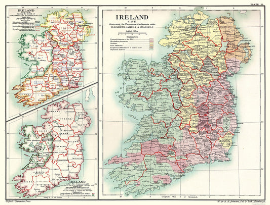 Historic Map - Ireland 1641 - Poole 1902 - 30.17 x 23 - Vintage Wall Art