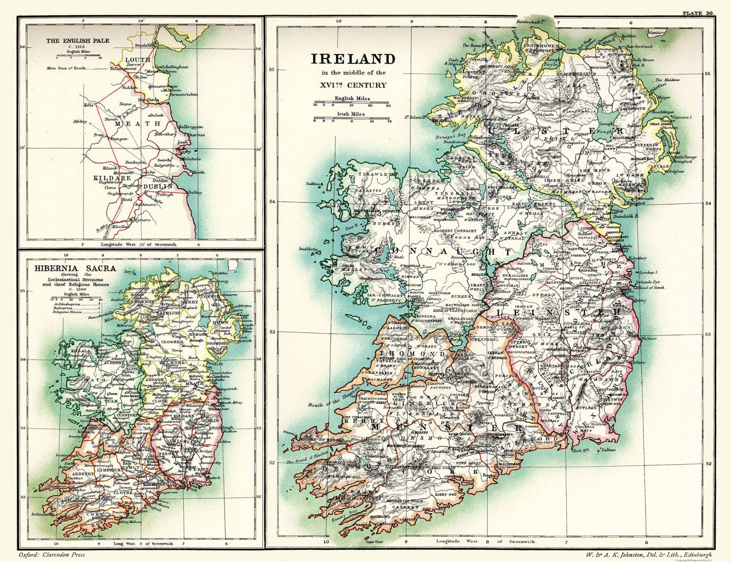 Historic Map - Ireland 16th Century - Poole 1902 - 29.93 x 23 - Vintage Wall Art