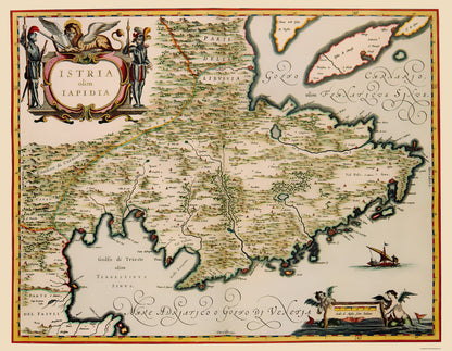 Historic Map - Istria Peninsula Croatia - Blaeu 1640 - 23 x 29.61 - Vintage Wall Art