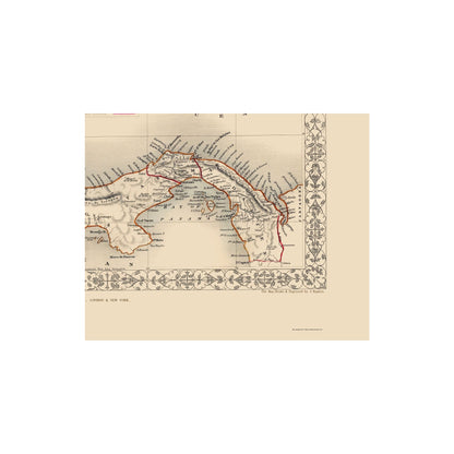 Historic Map - Panama Isthmus - Tallis 1851 - 23 x 28.83 - Vintage Wall Art