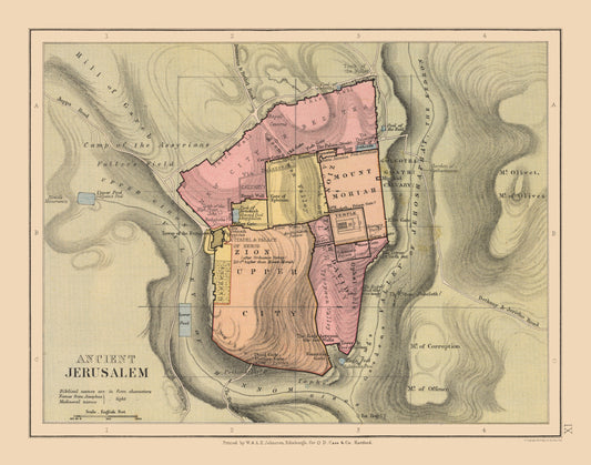 Historic Map - Jerusalem Israel Ancient - Case 1878 - 29.24 x 23 - Vintage Wall Art