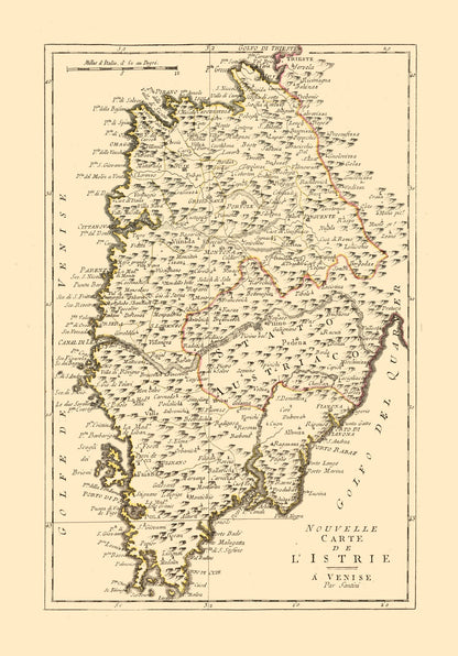 Historic Map - Istria Peninsula - Santini 1794 - 23 x 32.97 - Vintage Wall Art