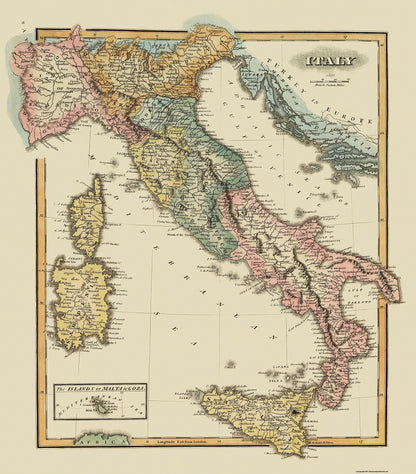 Historic Map - Italy - Lucas 1823 - 23 x 26.19 - Vintage Wall Art