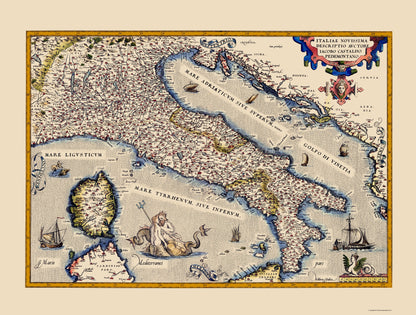 Historic Map - Italy - Ortelius 1570 - 23 x 30.38 - Vintage Wall Art