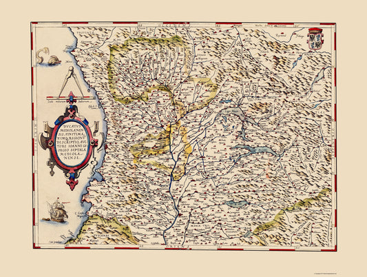 Historic Map - Italy Northwestern - Ortelius 1587 - 23 x 30.51 - Vintage Wall Art