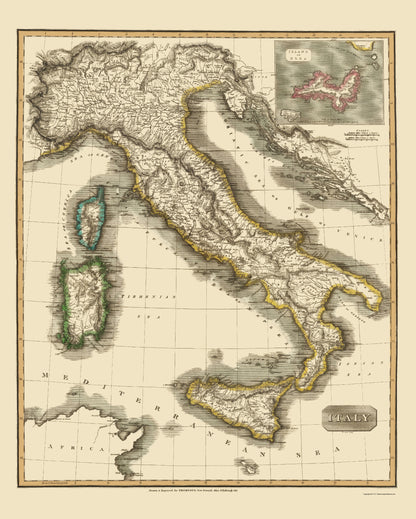 Historic Map - Italy - Thomson 1814 - 23 x 28.67 - Vintage Wall Art