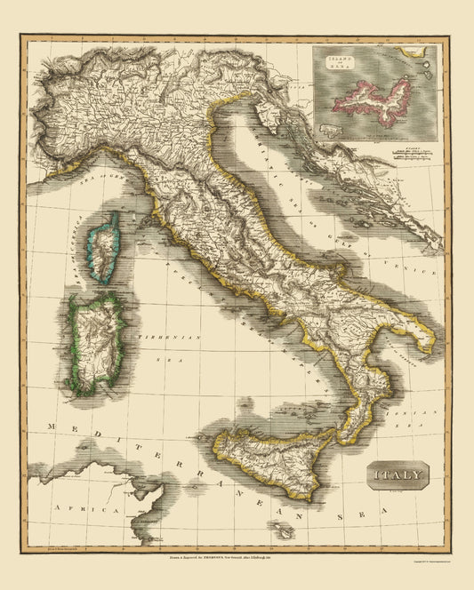 Historic Map - Italy - Thomson 1814 - 23 x 28.67 - Vintage Wall Art