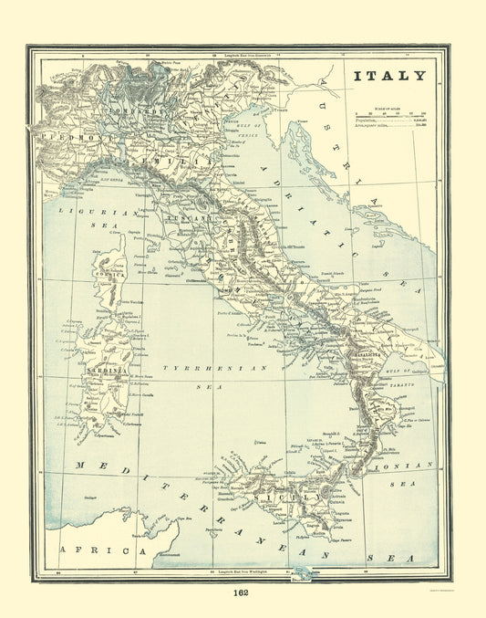 Historic Map - Italy - Rathbun 1893 - 23 x 29.21 - Vintage Wall Art