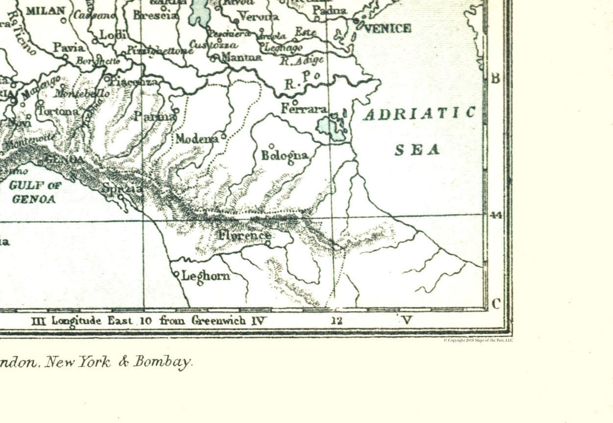 Historic Map - Italy Switzerland 1805 - Gardiner 1902 - 33.34 x 23 - Vintage Wall Art