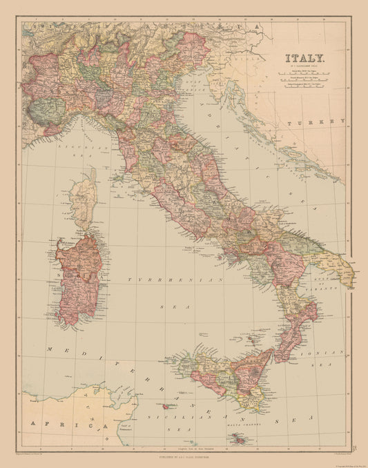 Historic Map - Italy - Black 1867 - 23 x 29.24 - Vintage Wall Art