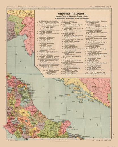 Historic Map - Italy Religious Orders - Streit 1913 - 23 x 28.54 - Vintage Wall Art