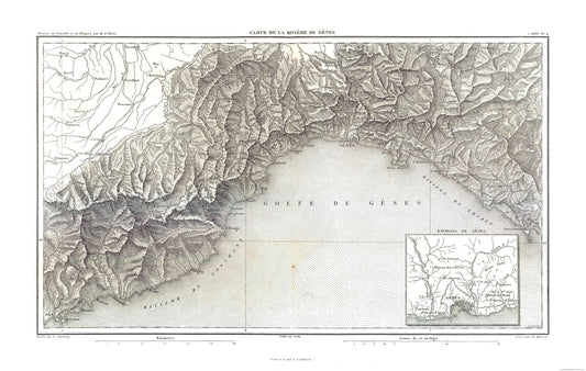 Historic Map - Genoa Province Italy - Thiers 1866 - 36.24 x 23 - Vintage Wall Art