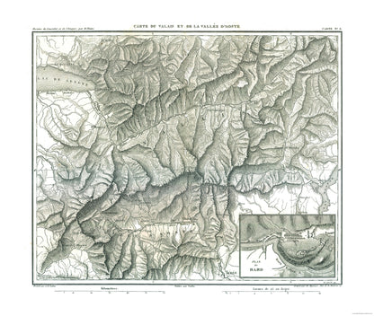 Historic Map - Aosta Valley Italy - Thiers 1866 - 27.21 x 23 - Vintage Wall Art