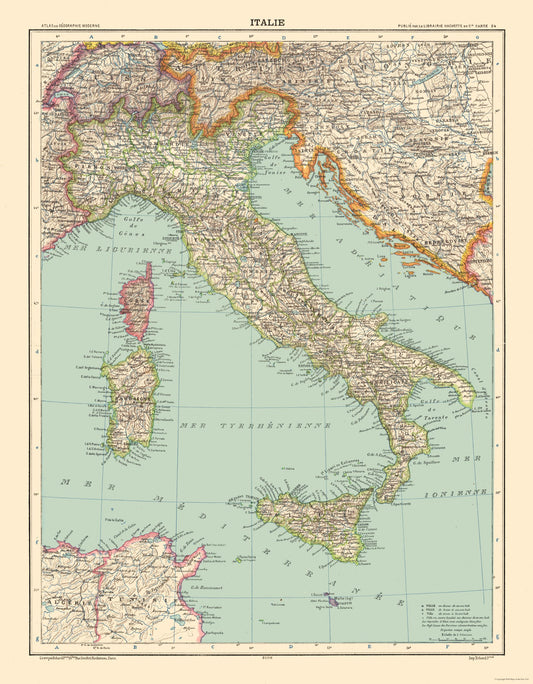 Historic Map - Italy - Schrader 1908 - 23 x 29.50 - Vintage Wall Art
