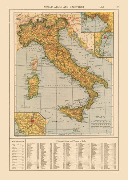 Historic Map - Italy - Reynold 1921 - 23 x 32.46 - Vintage Wall Art