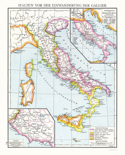 Historic Map - Italy - Droysen 1886 - 23 x 28.59 - Vintage Wall Art