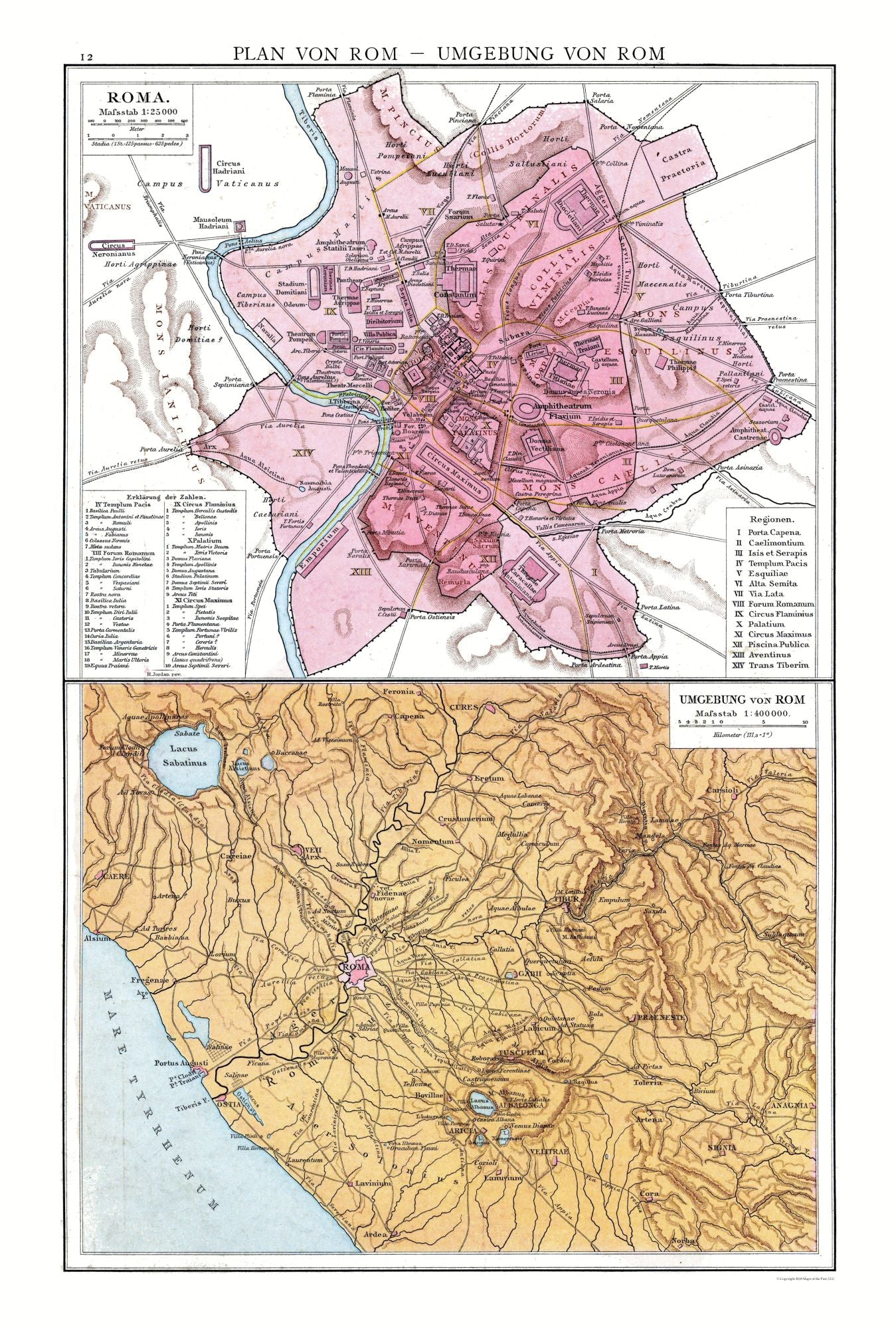 Historic Map - Rome Italy - Droysen 1886 - 23 x 34.09 - Vintage Wall Art