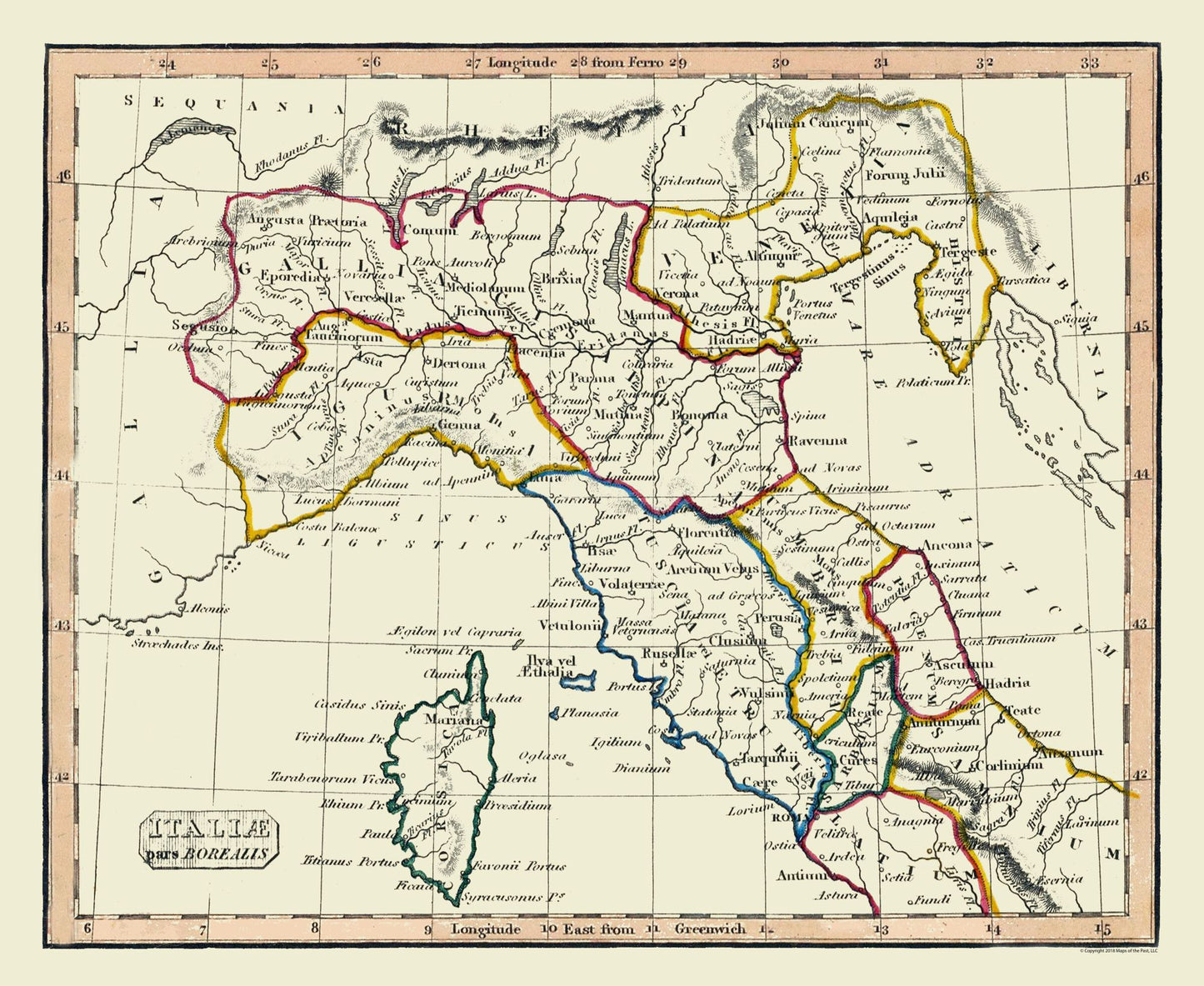 Historic Map - Italy Northern Ancient - Fenner 1830 - 28.09 x 23 - Vintage Wall Art