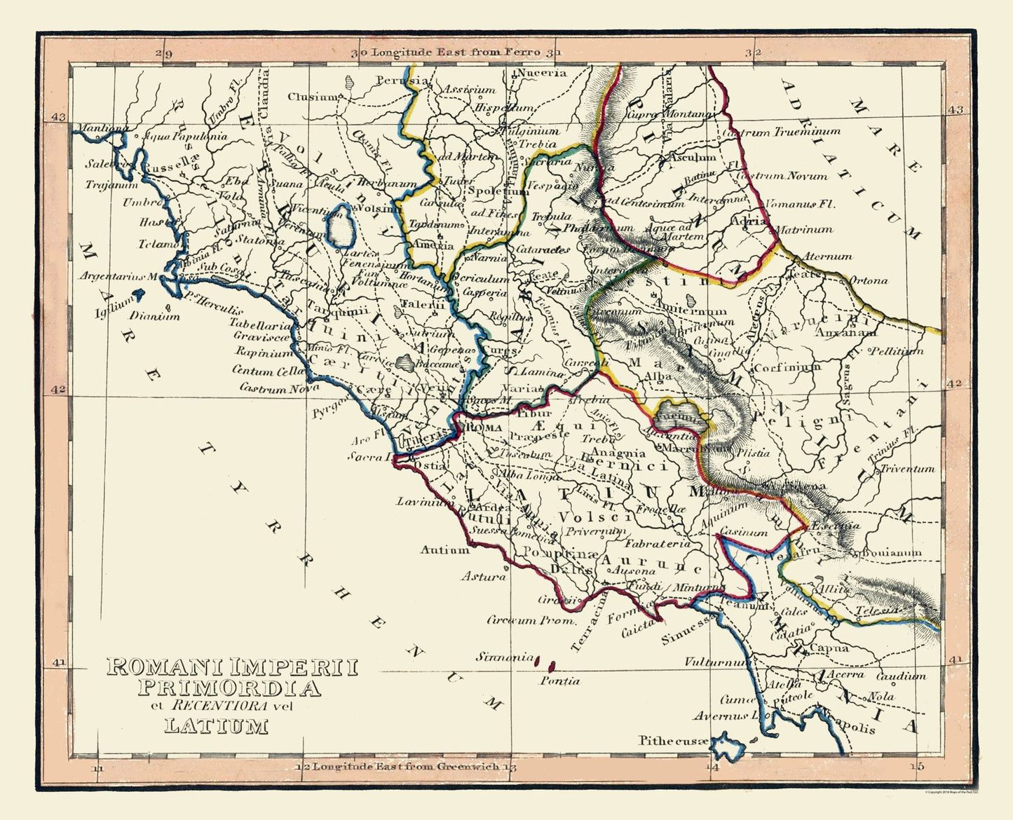 Historic Map - Roman Empire Italy Central - Fenner 1830 - 28.41 x 23 - Vintage Wall Art