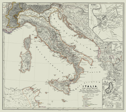 Historic Map - Italy - Spruner 1865 - 25.79 x 23 - Vintage Wall Art