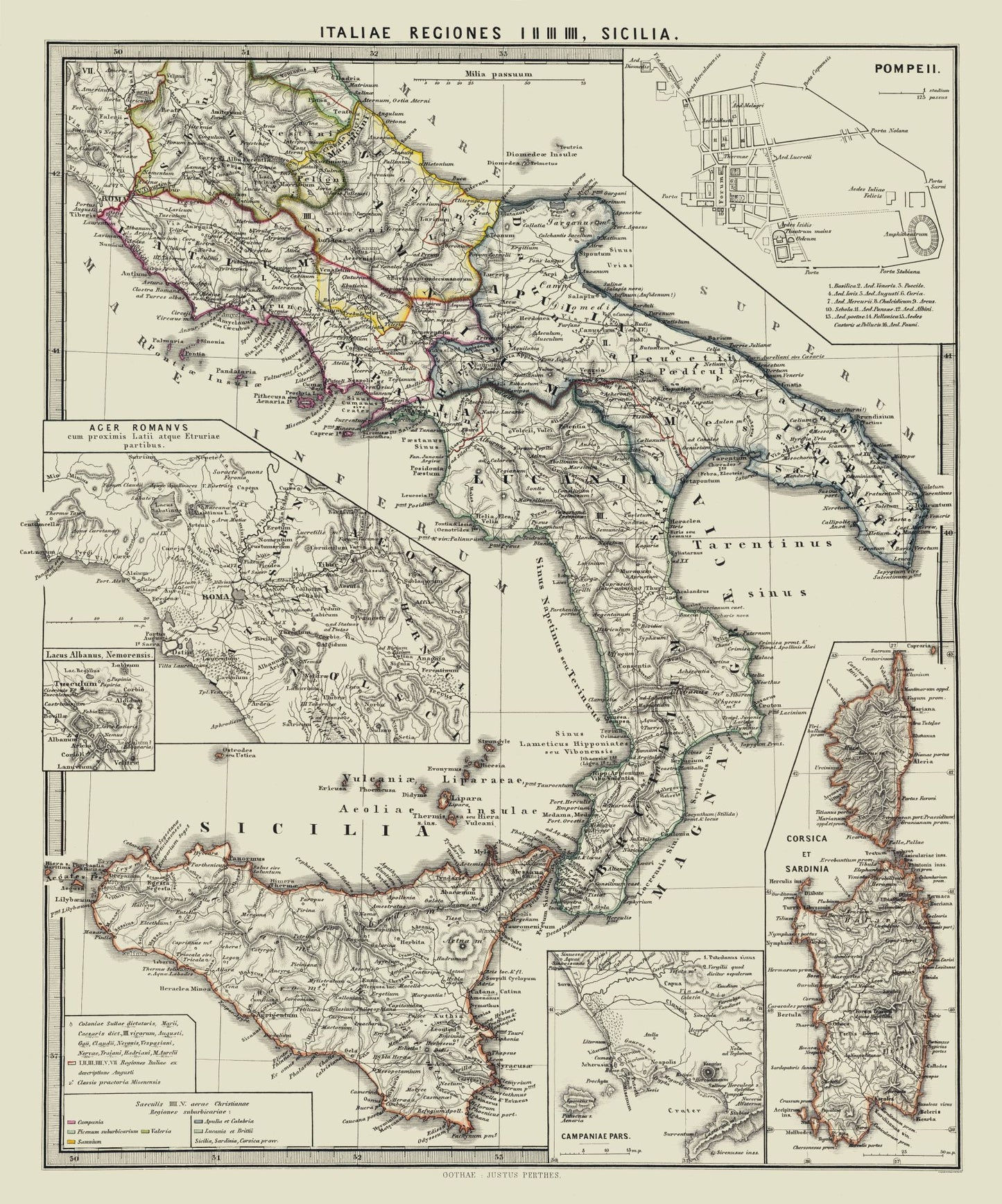 Historic Map - Italy South - Spruner 1865 - 23 x 27.64 - Vintage Wall Art