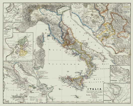 Historic Map - Italy Ancient - Spruner 1865 - 28.78 x 23 - Vintage Wall Art