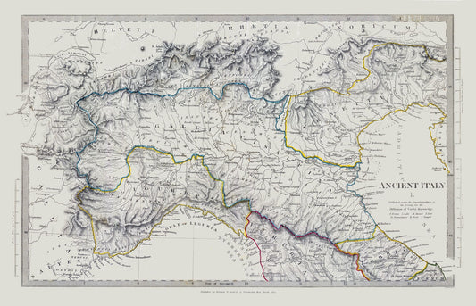 Historic Map - Italy Northern Ancient - Chapman 1830 - 35.72 x 23 - Vintage Wall Art