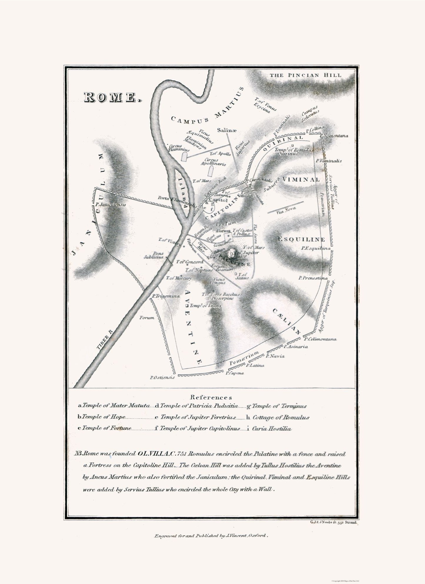 Historic Map - Rome Italy - Oxford 1828 - 23 x 31.57 - Vintage Wall Art