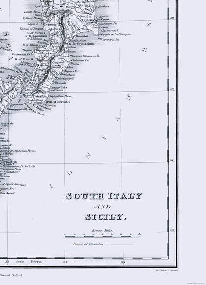 Historic Map - Sicily Italy - Oxford 1828 - 23 x 31.75 - Vintage Wall Art