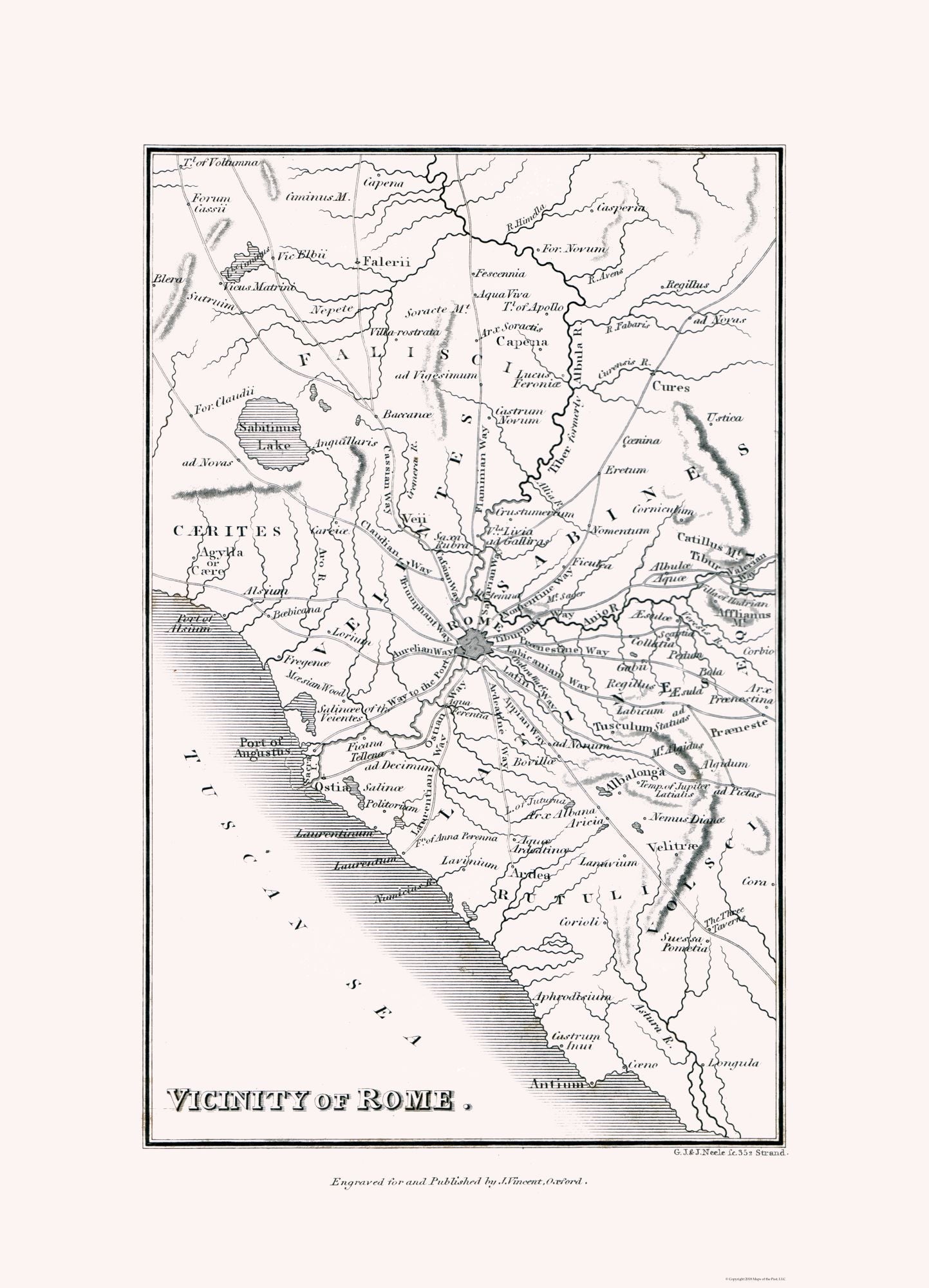 Historic Map - Rome Vicinity Italy - Oxford 1828 - 23 x 31.87 - Vintage Wall Art