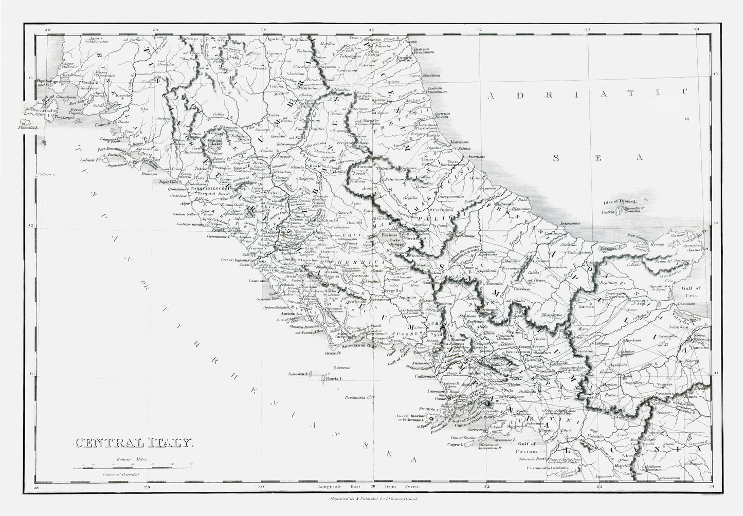 Historic Map - Italy Central - Oxford 1828 - 33.10 x 23 - Vintage Wall Art