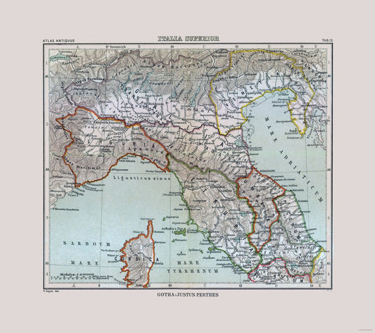 Historic Map - Italy North - Perthes 1896 - 25.90 x 23 - Vintage Wall Art