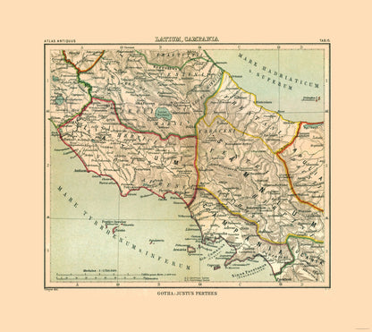 Historic Map - Italy Central - Perthes 1896 - 25.77 x 23 - Vintage Wall Art